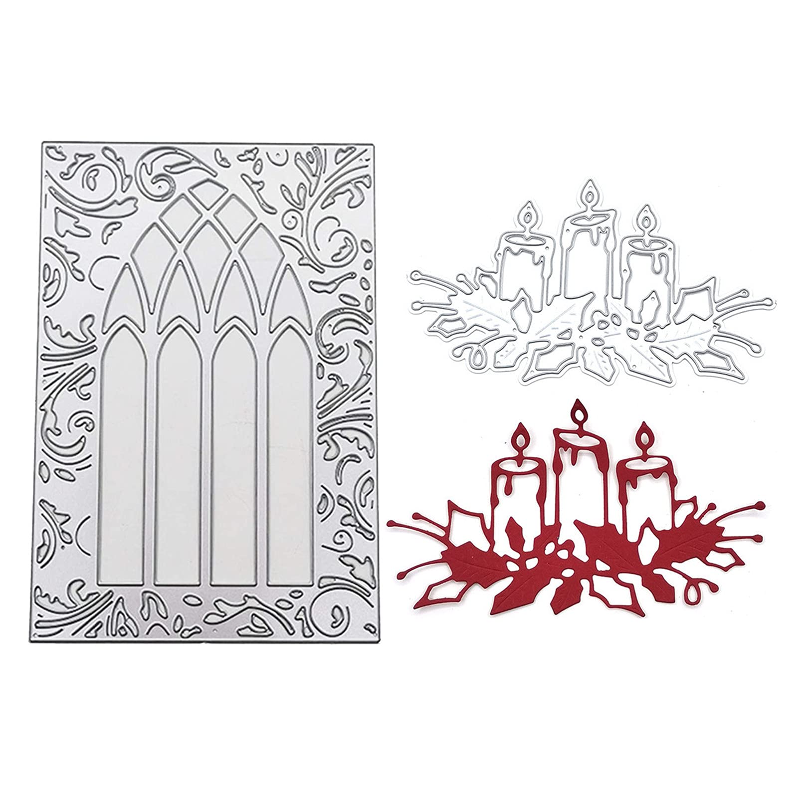 Cutting Dies, Candle Shape Metal Cutting Dies and Door Window Frame Lace Embossing Tool DIY Album Stencil Template Mold for Scrapbooking Card Making