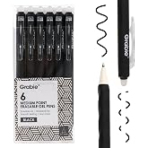 Grabie Erasable Gel Pens, 6 Black 0.7 mm Medium Point Pens | Heat-Sensitive Erasable Ink, Retractable Clip Design, Clean Erasing, Smooth Writing, Comfortable Grip, Quick Drying