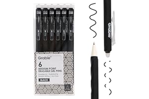 Grabie Erasable Gel Pens, Medium Point 0.7 mm Erasable Pens, Make Mistakes Disappear for Drawing Writing Planner, Pack of 6, 