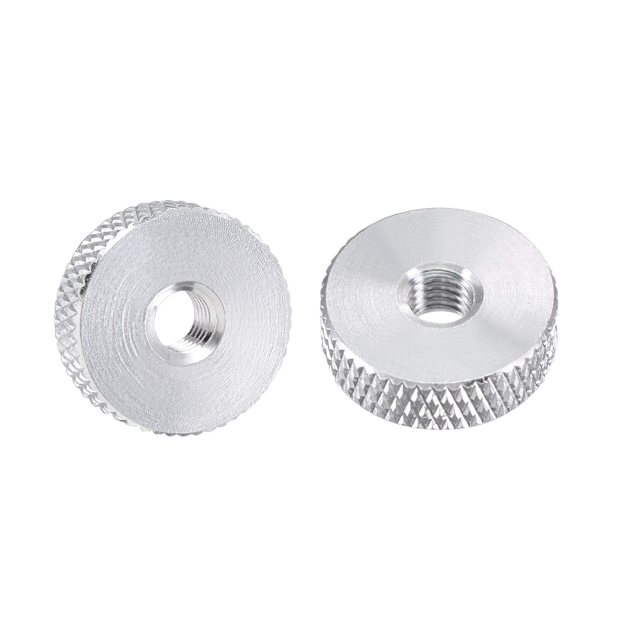sourcing map Flat Knurled Nut - M5 x 16mm x 5mm Thumb Nuts Lock Adjusting Nuts Aluminum Alloy Silver 10Pcs