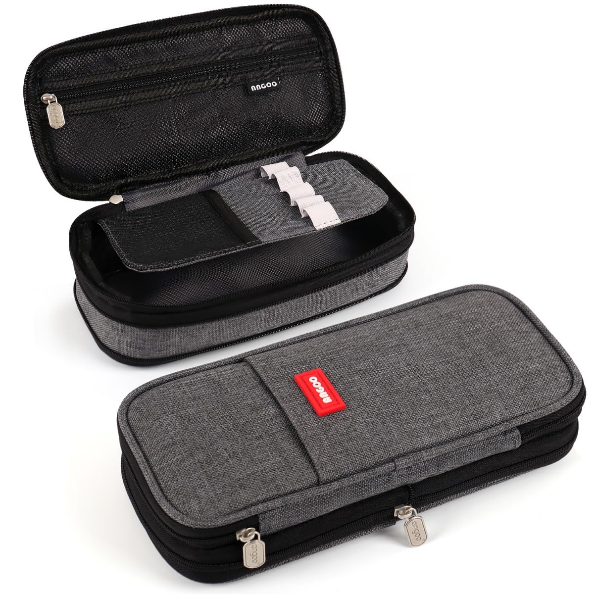 MAMUNU Large Capacity Pencil Case Pen Bags Pencil Pouch for School Girls Boys, Pencil CAE with Layers and Pencil Solts for Stationary Supplies (Dark Grey) — image 1