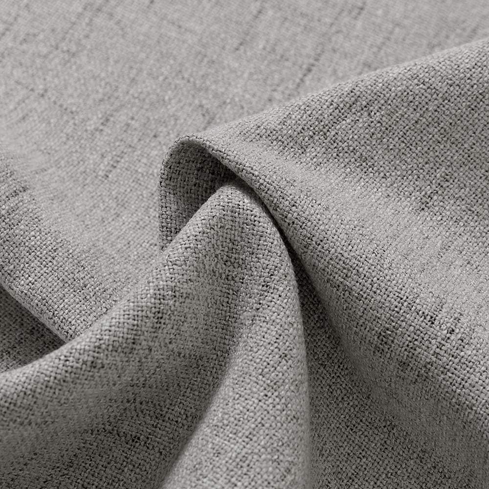 Grey Blackout Curtains for Bedroom Linen Textured Drapes Thermal Insulating Heavy Duty Room Darkening Curtain Set Rod Pocket Back Tab Style Living Room Kitchen Window Treatment 2 Panels 95 inch Long: Kitchen & Dining