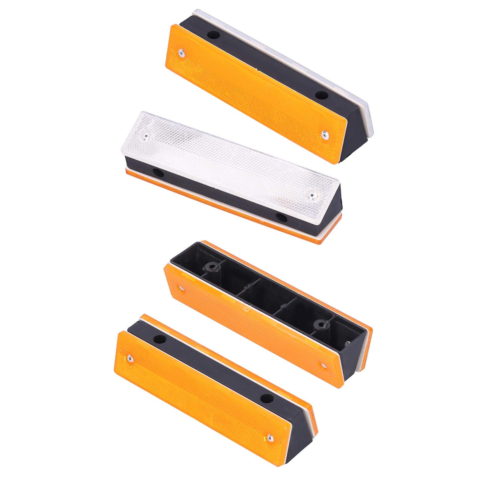 Hapivida Double Yellow Road Reflective Markers, High Visibility Plastic Pavement Studs for Driveways, Sidewalks, Pedestrian Crossings, Freeways, 2PCS