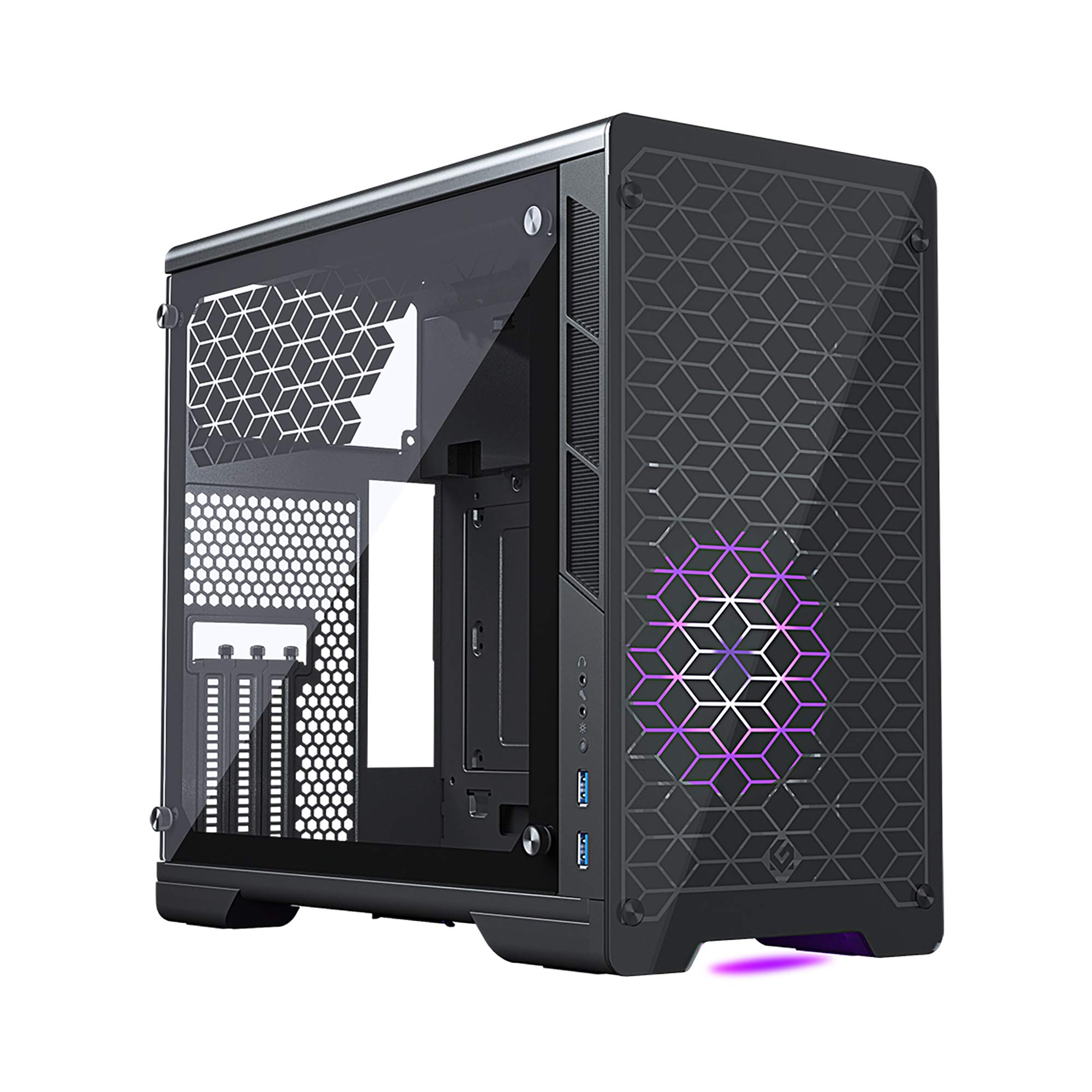 MetallicGear Neo-G V2 Mini-ITX Case, Compact Chassis, Sand Blasted Aluminium, Tempered Glass Panel, MG-NE210G_BK02