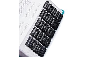 CICPAP Laminated Bible Tabs for Women & Men - Large Print Tabs for Study Bibles, Boho Theme for Easy Navigation and Quick Reference - Easy-to-Read and Apply Tabs for All Ages-Black