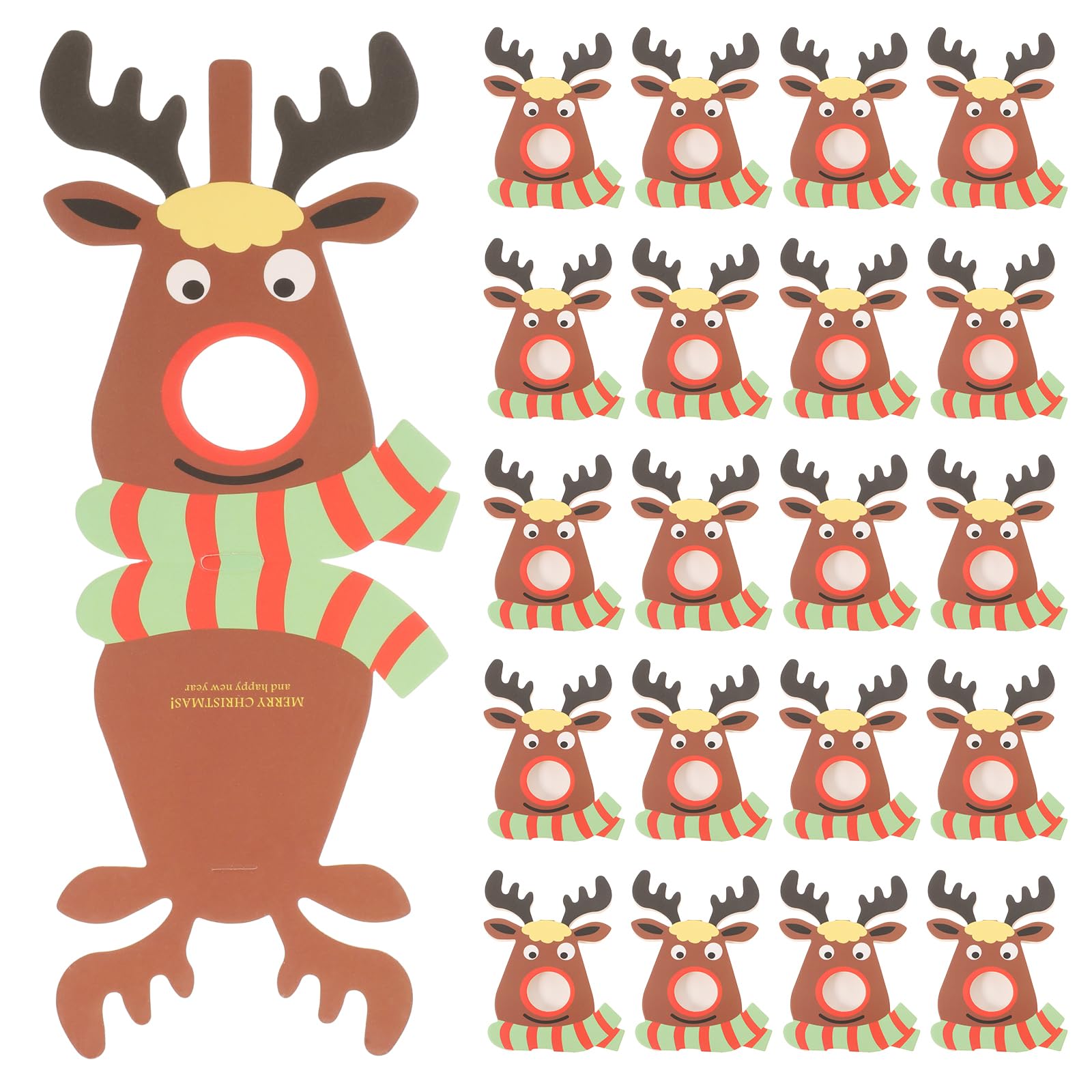 25pcs Christmas Lollipop Paper Card DIY Reindeer Candy Lollipop Decoration Cards Paper Lollipop Candy Holder Xmas Holiday Party Supplies Green