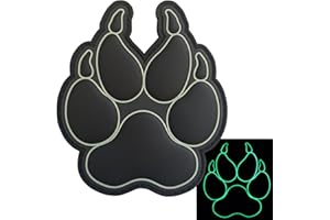 LEGEEON K9 Paw PVC Dog Patch Compatible with Velcro Patches for Dog Harness, Dog Patches, Hat Patches, PVC Patches, Molle Patches (Black Glow Dark)