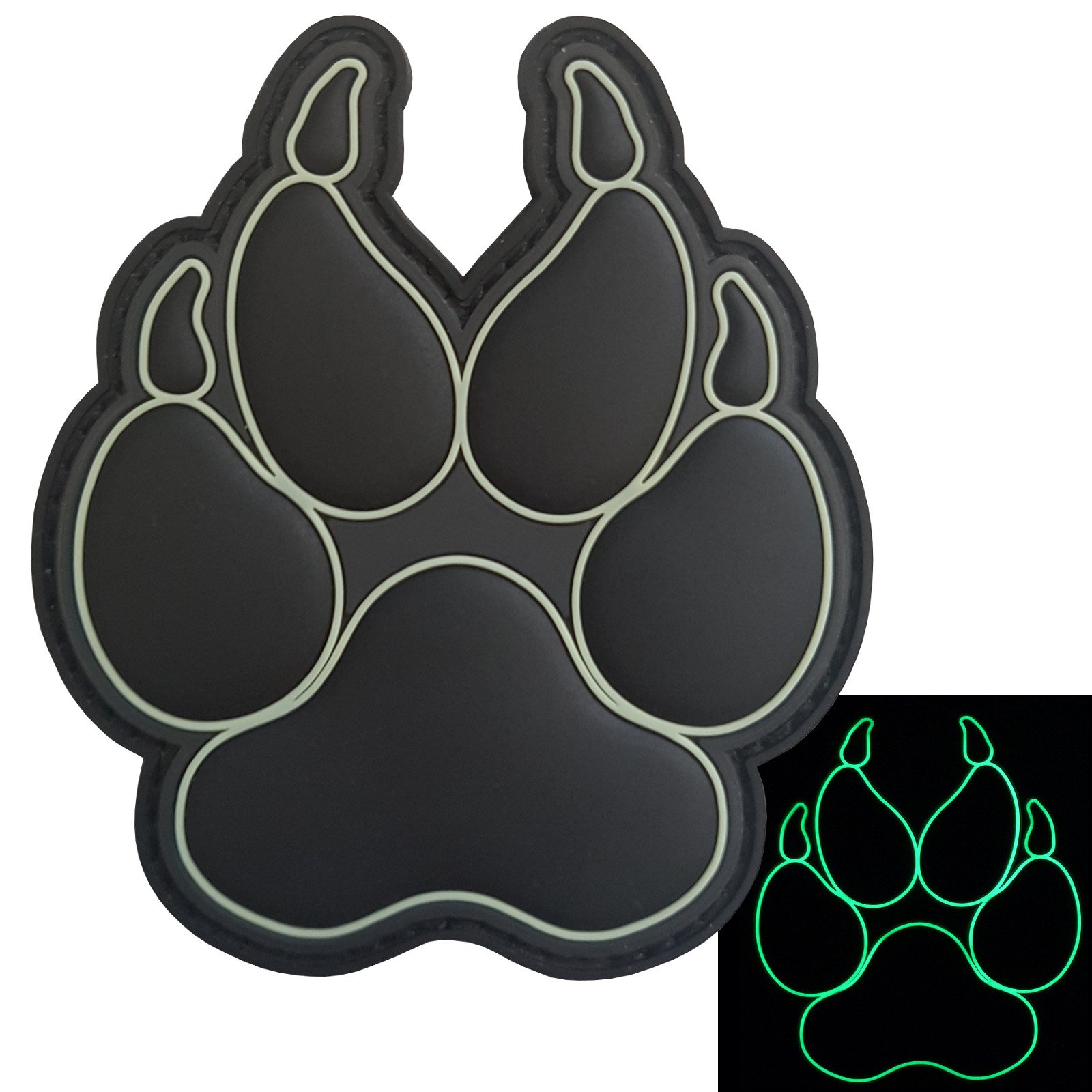 All Black Blackout Glow Dark K-9 Paw K9 Handler Dogs of War Morale Army Gear PVC Fastener Patch