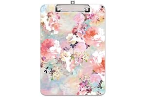 Hongri Plastic Cute Clipboard, Letter Size for Students, Teacher, Woman and Kids, Low Profile Clip, Decorative Pattern, Size 