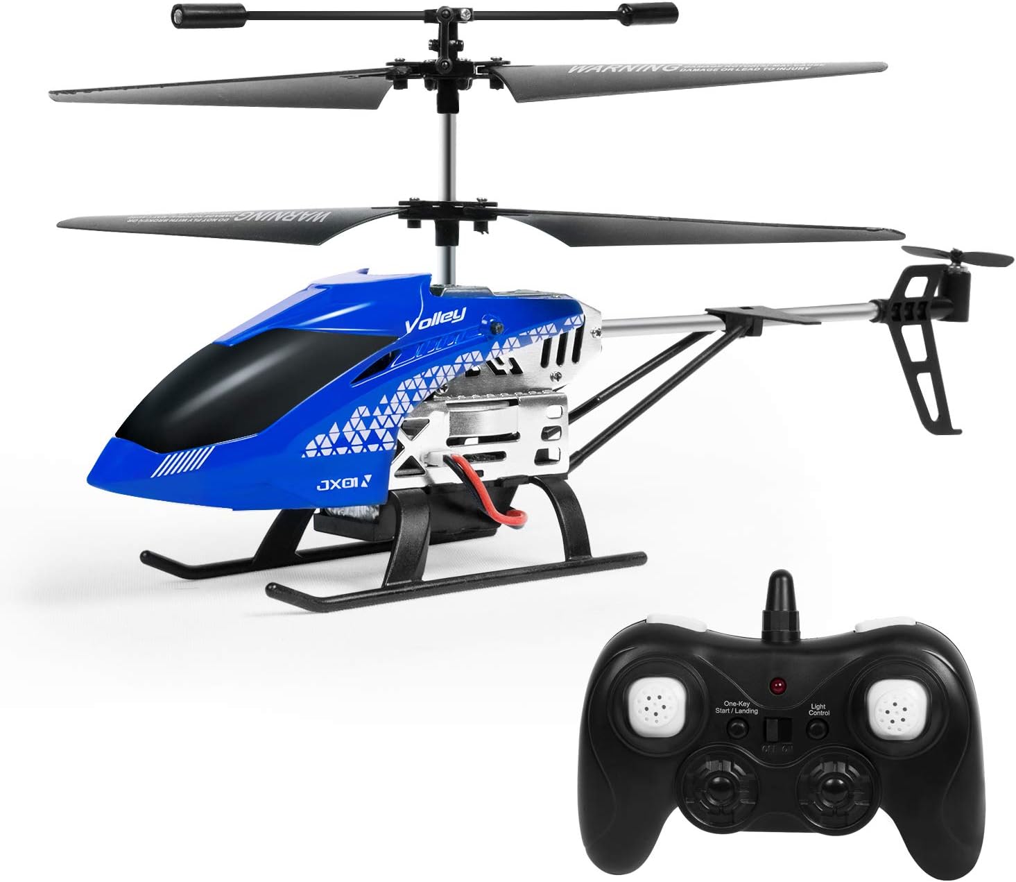 SGILE Remote Control Helicopter Toy, 3 Channels 2.4 GHZ RC Drone with 2 Batteries and LED Light, Birthday Present for Kids Boys Girls, Blue