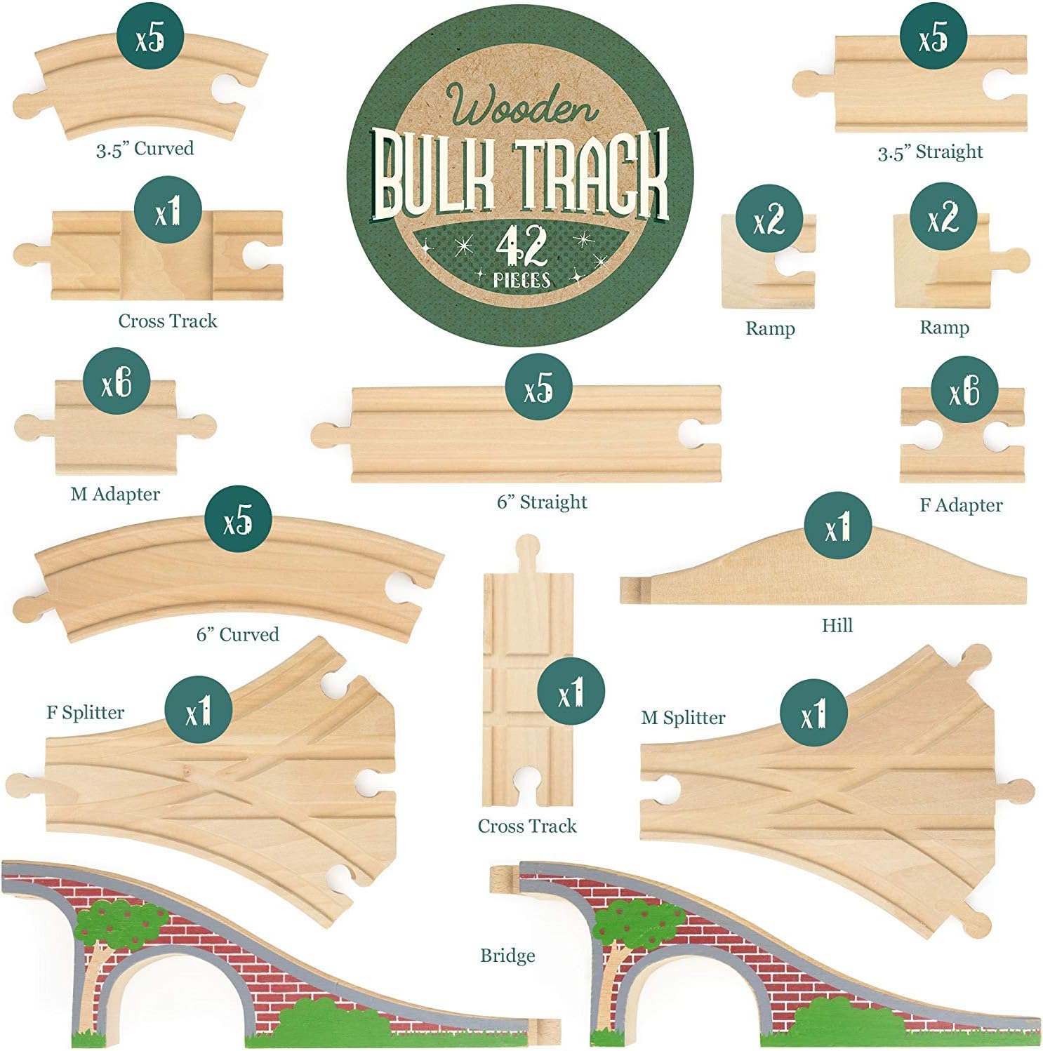 wooden train track bridge pieces