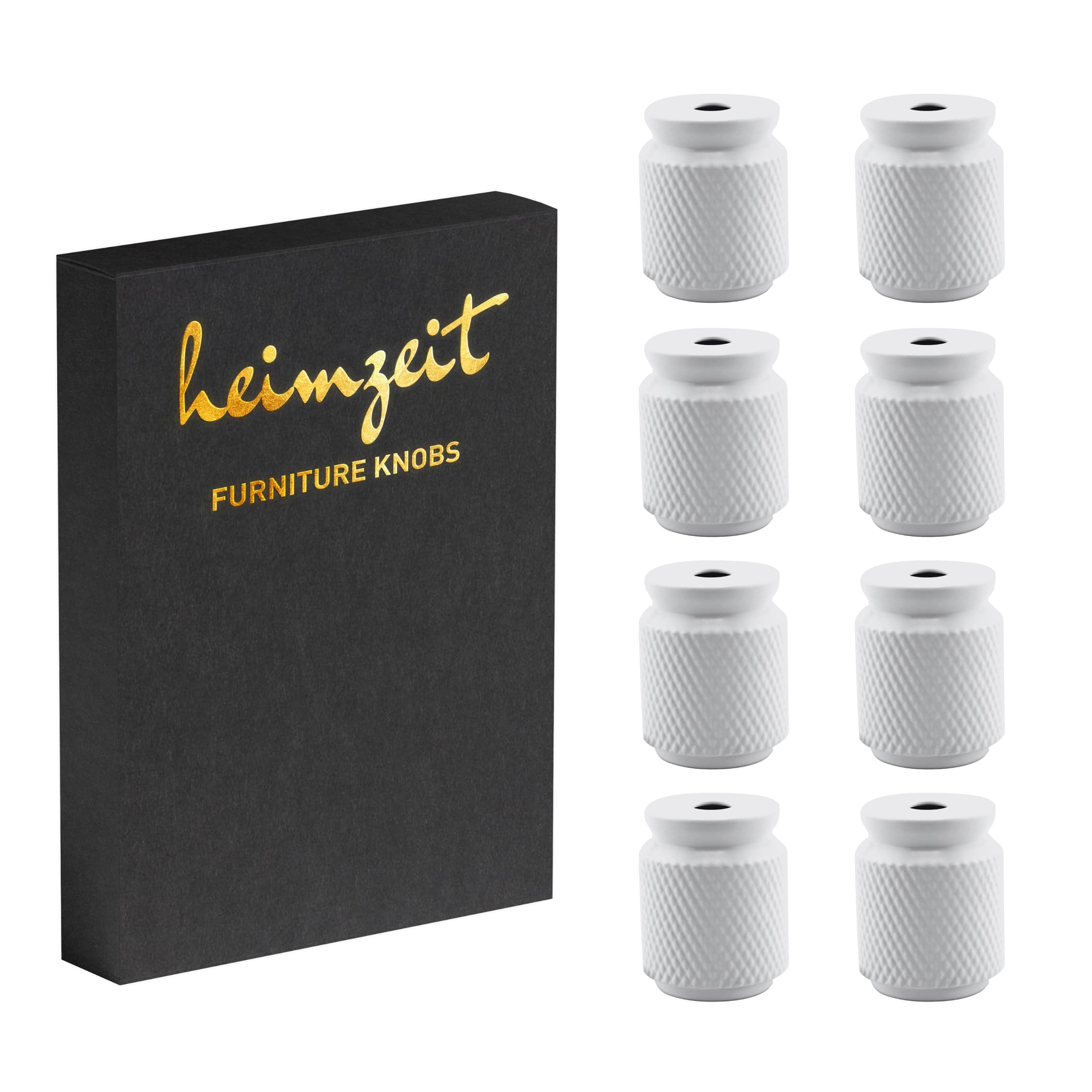 heimzeit Cabinet Knobs Core for Doors, Drawers, and Dressers Made of Aluminium [8 Pieces, Round] Color: White, Stylish Design, Furniture Knobs with Single Hole Grip and Screws