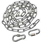 Floyutin 304 Stainless Steel Chain 3/32 in x 5 ft Closed Links Short Chain Weight with 2 Quick Carabiner Hooks Locking Pulling Towing for Outdoor Fence Pet Dog, 1 pcs (2.5mm x150cm)