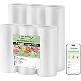 Beelicious Pro Vacuum Sealer Bags Rolls for Food 6 Pack 3 Rolls 11" x 20' and 3 Rolls 8" x 20' Commercial Grade with BPA-Free, Durable Customized Size Food Storage Bags for Sous Vide
