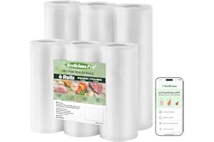 Beelicious Pro Vacuum Sealer Bags Rolls for Food 6 Pack 3 Rolls 11" x 20' and 3 Rolls 8" x 20' Commercial Grade with BPA-Free, Durable Customized Size Food Storage Bags for Sous Vide