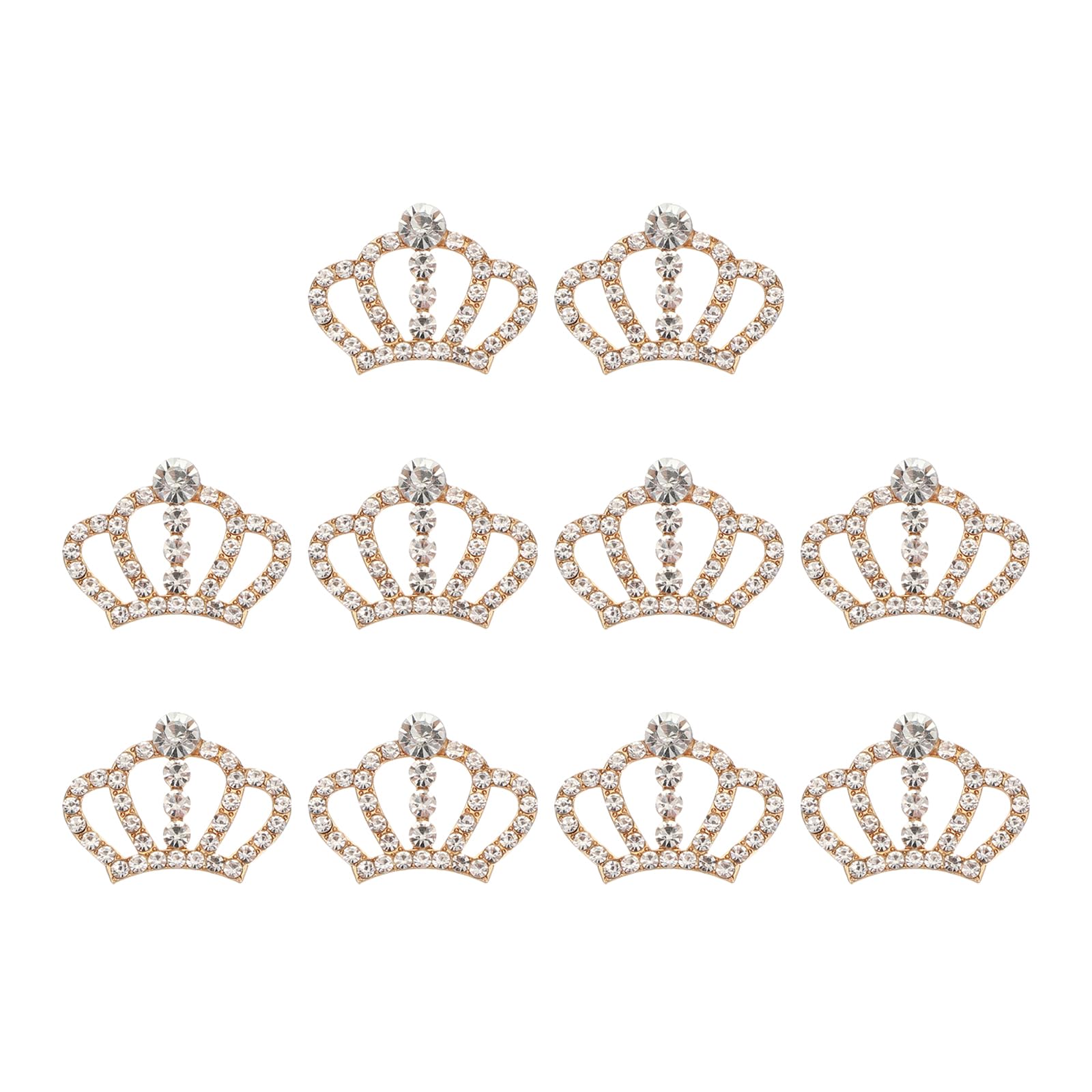 PATIKIL 10Pcs Crown Charms, 1.3" x 0.98" Mini Metal Rhinestone Crystal Crown Embellishments Bulk DIY Handmade Phone Case Clothes Decor Party, Gold Tone