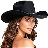 WAYCOM Western Cowboy Hat for Women: Wide Brimmed for Cowgirl - 2 Decorative Band for Men - Felt Hats for Party/Festival