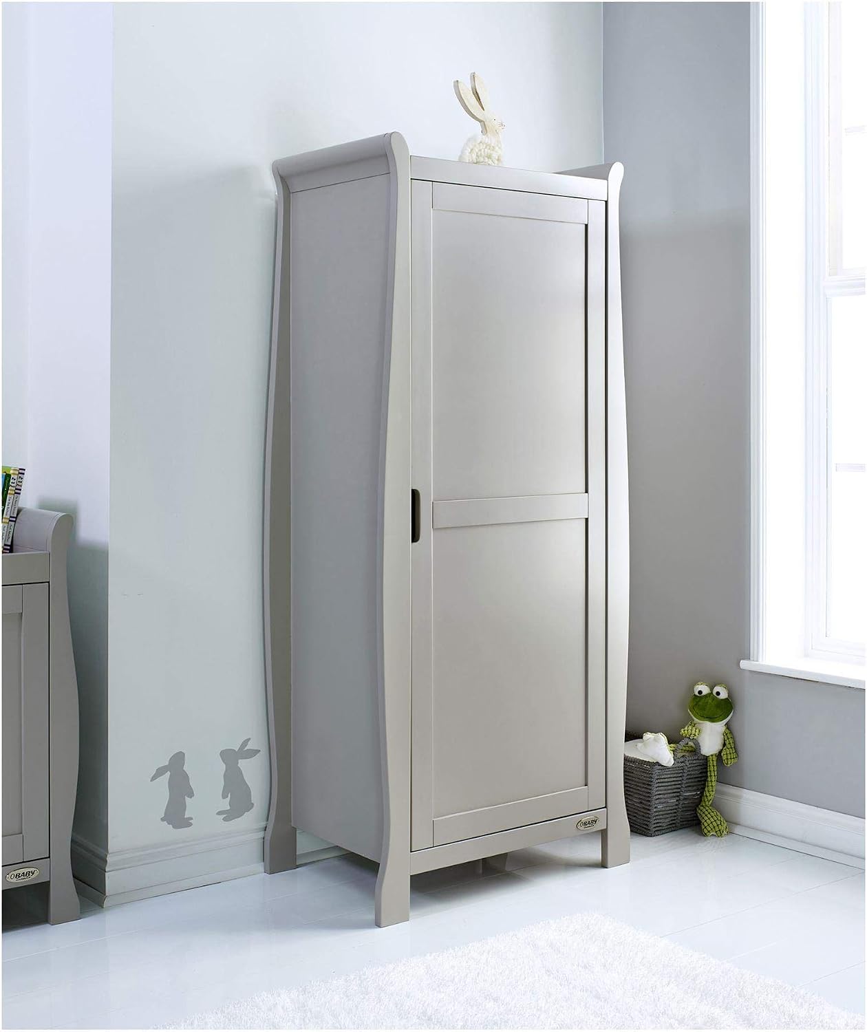 Obaby Stamford Sleigh Single Wardrobe - Warm Grey - Image 4