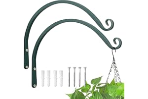 Kingsyard 2-Pack Wall Plant Hanger Outdoor - Heavy Duty Metal Hanging Bracket Hooks for Hanging Plant, Bird Feeders, Lanterns, Wind Chimes Outdoor & Indoor, 12-Inch/Green