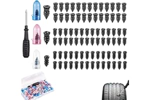 Tire Repair Kit 3‑Size Set with Carbon Steel Screws and Rubber Plugs Includes Tool for Emergency Flat Fix on Car Truck SUV Mo