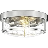FEMILA Brushed Nickel Flush Mount Ceiling Light, 12" Bedroom Ceiling Light, Seeded Glass, E26 Base, 4FTJ22-F BN