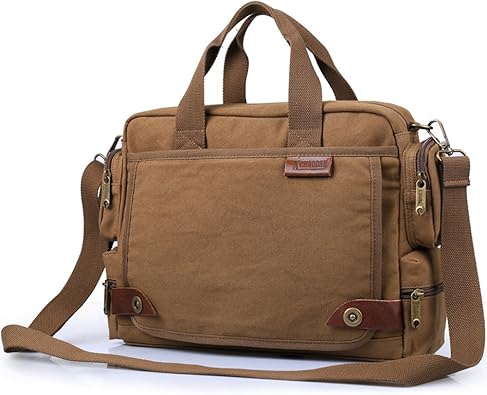 Amazon Outdoor Peak男性 キャンバス ランドセル メンズバッグ ショルダー メッセンジャーバッグ ブリーフケース 14inch ラップトップ カジュアル 作業 トラベル 通勤 通学 ２色 Outdoor Peak バッグ スーツケース
