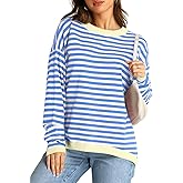 YEXIPO Womens Sweaters Striped 2024 Fall Long Sleeve Crewneck Casual Knit Lightweight Oversized Pullover Sweater Tops