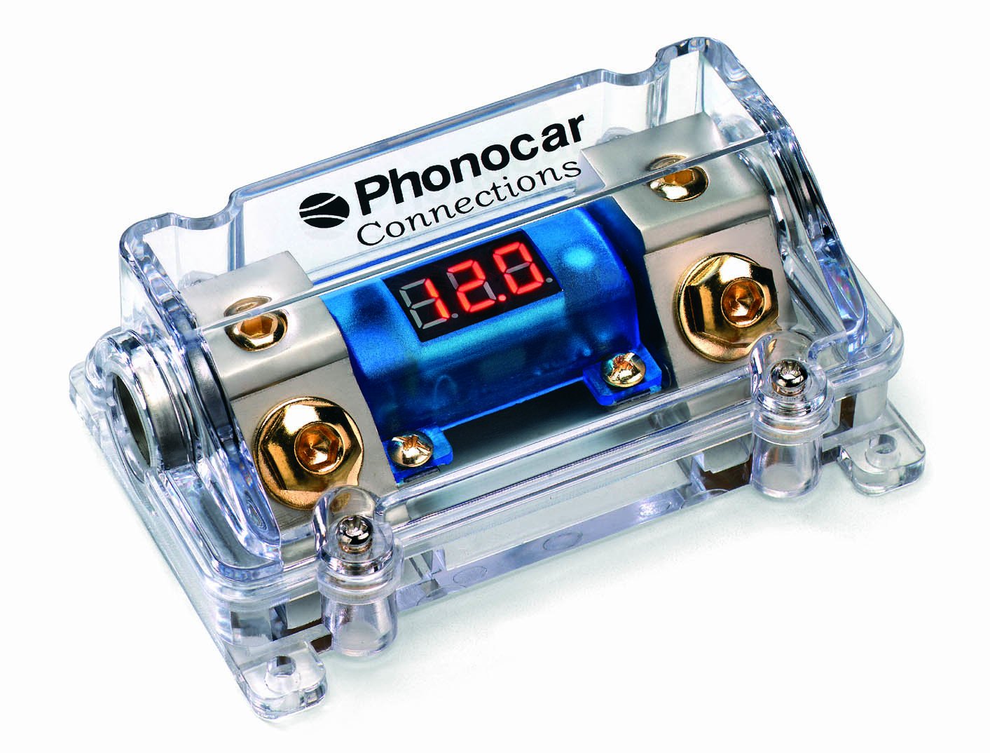 Phonocar 4/490 Maxi Blade Fuse Holder with Volt-meter In/Out 50 mm² Multi-Coloured