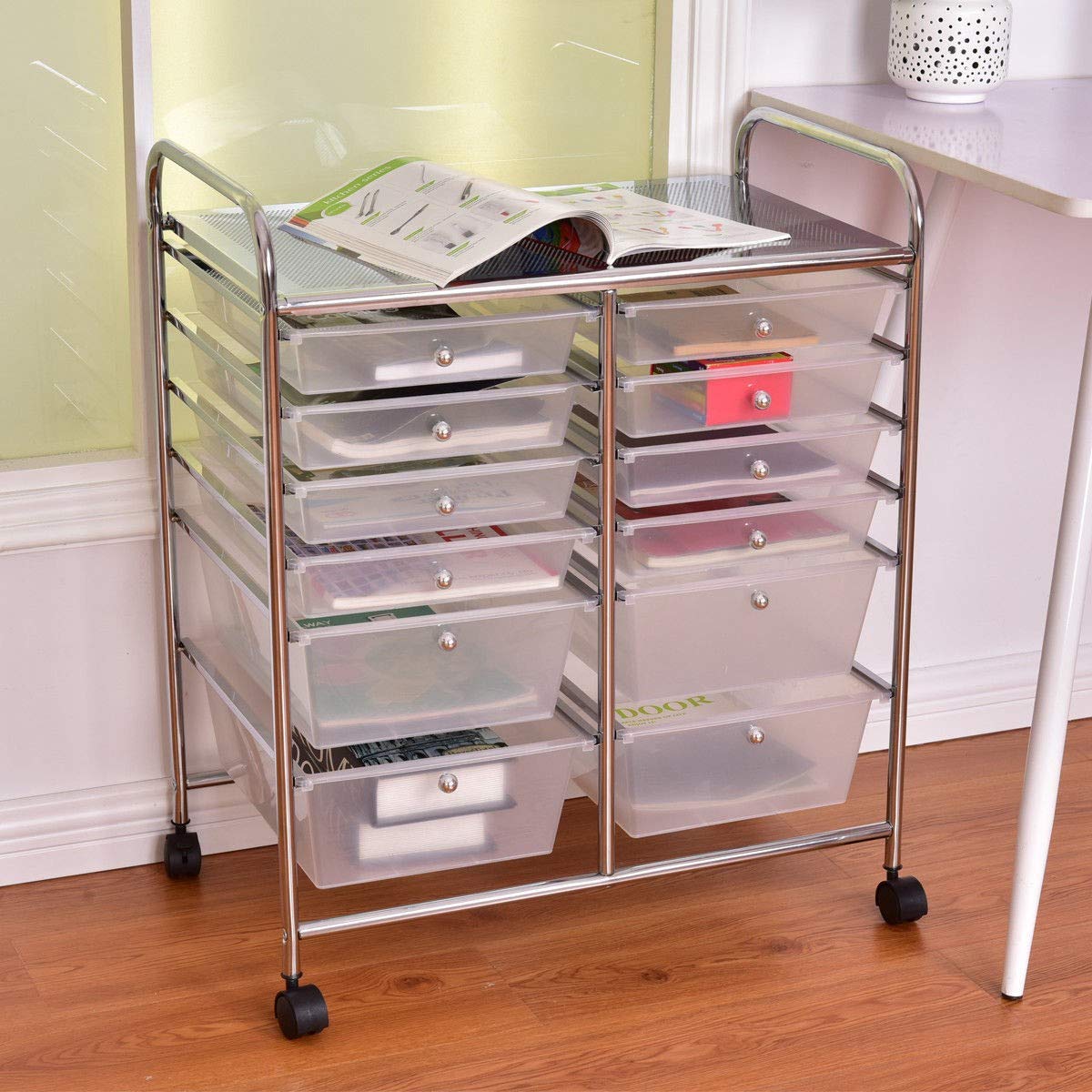 Ez Funshell 12 Drawer Bins Rolling Cart Organizer Storage