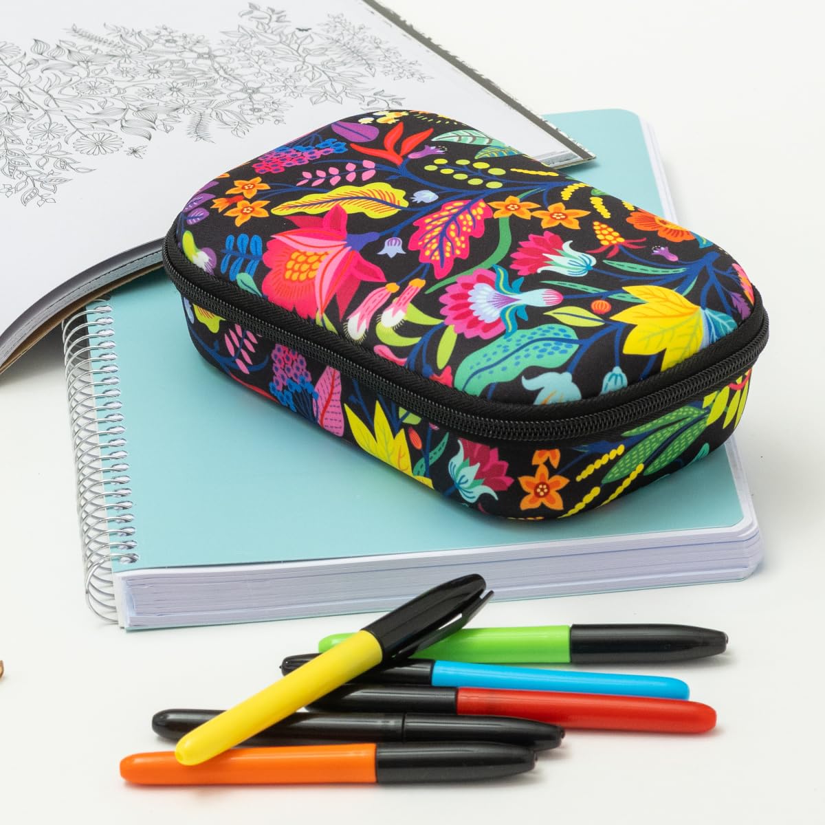 ZIPIT Flowers Pencil Case for Girls, Cute Pencil Box for School, Large Capacity Stationery Organizer Box