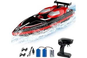 TALGIC RC Boat for Adults & Kids, Remote Control Boat for PoolS & LakeS & River, Speed up to 10+ MPH, Self-Righting Design, 2 Batteries Speed Racing Boat