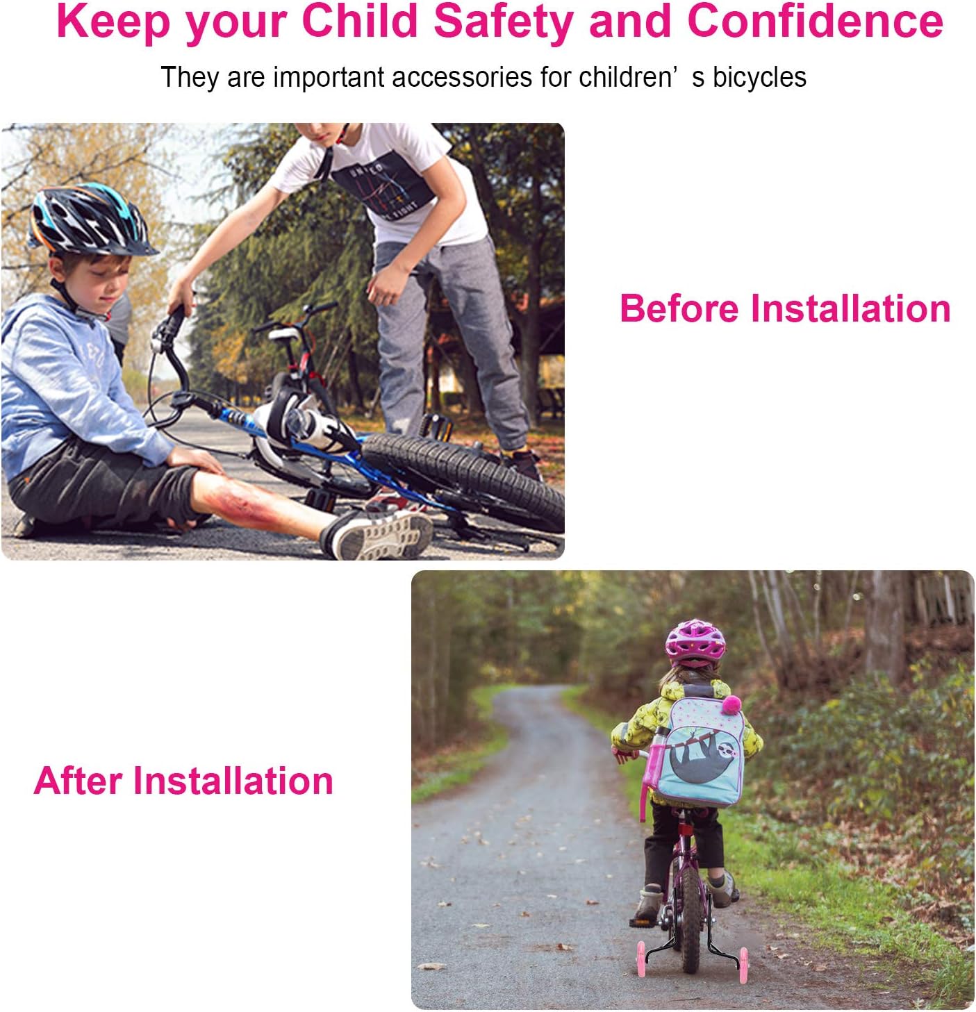 Training Wheels for Bikes Stabilizzatori per Bici Rosa Rotelle Laterali  Rotelle universali per Bicicletta da Bambino Rotelle Bici Bambini Ruote  Regolabili Ausiliarie per La Bicicletta Sport e giochi all'aperto  urban-earth.co.uk