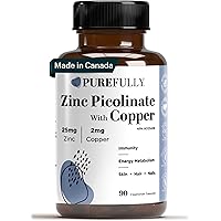 PUREFULLY Zinc Picolinate 25mg with Copper 2mg Capsules - Multi-Mineral Zinc with Copper Supplement for Immune Support - Vega