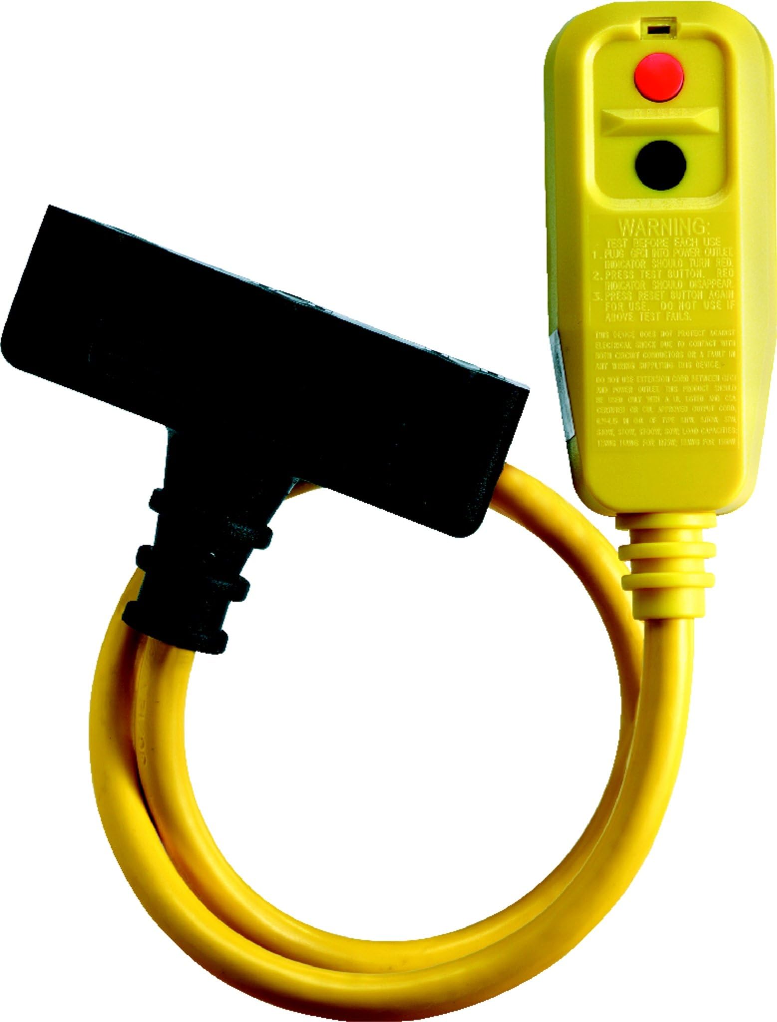 TowerManufacturing 30334008 2' Length, 15 amp Right Angle GFCI Plug And Triple Tap Cord Set With Auto Reset