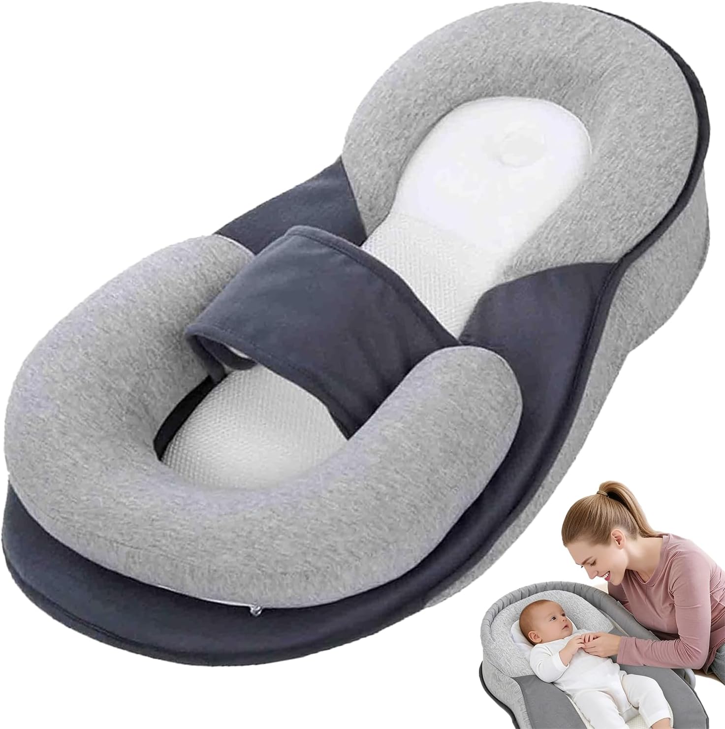 Tummy Time Pillow, Baby Wedge Pillow for Newborn, Reflux Breastfeeding Pillow for Comfortable Play & Feeding Support