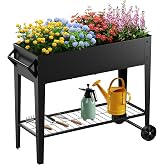 GHWIE Raised Garden Bed, Elevated Wood Planter Box Stand | with Divider Panel,300lb Capacity, for Backyard, Patio, Balcony