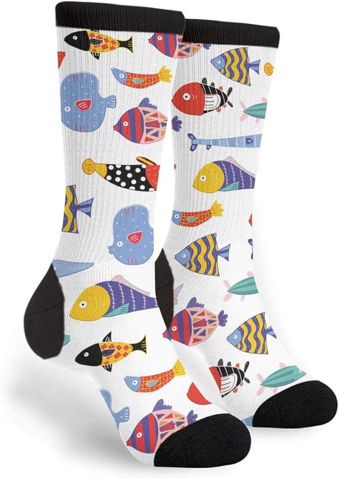 Funny Various Fish Unisex Casual Socks, Funny Novelty Crazy