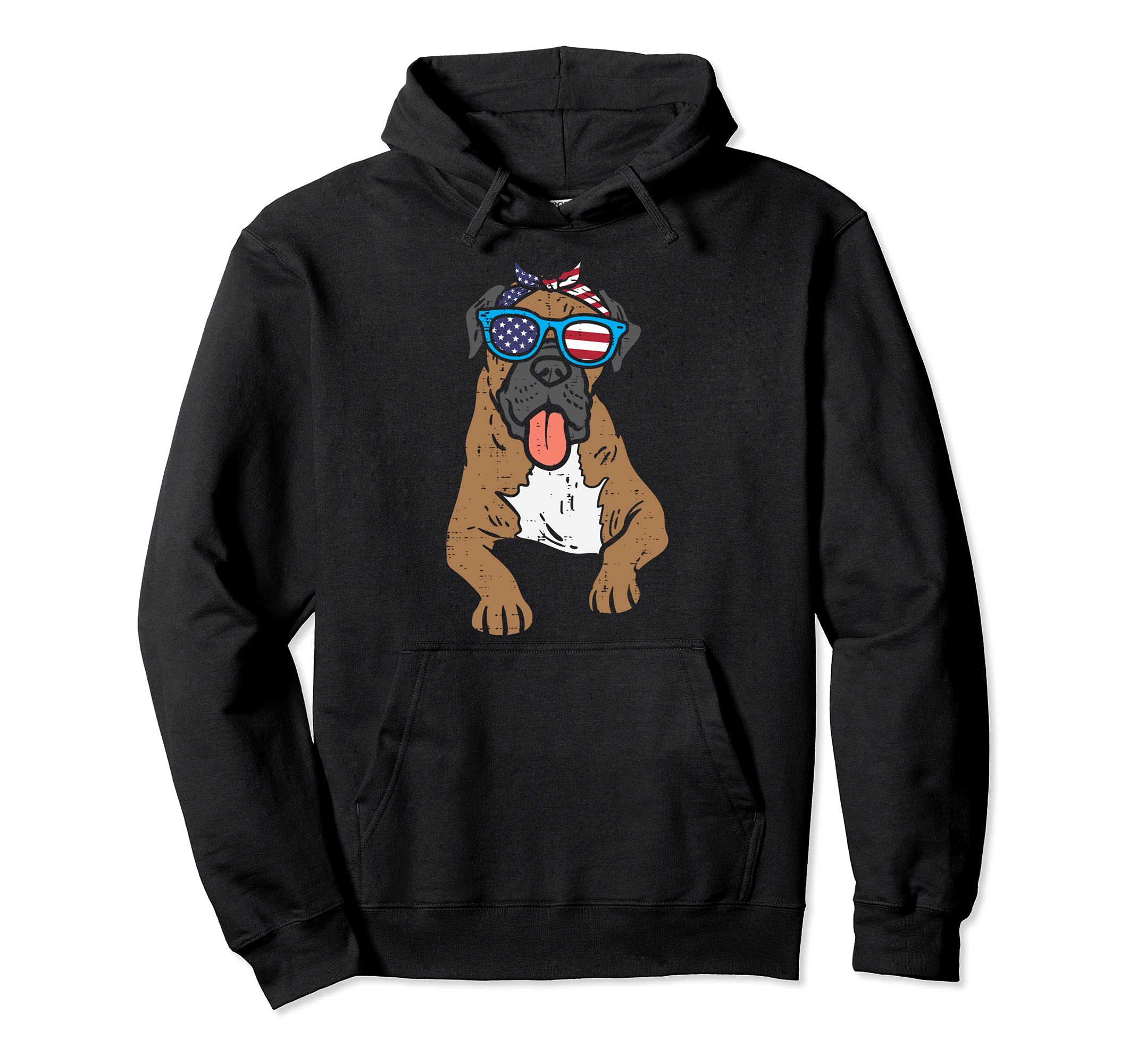 Bandana Boxer Dog American USA 4th Of July Fourth Dog Women Pullover Hoodie