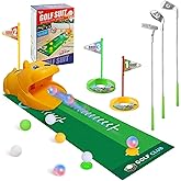 Mebuceiop Upgraded Kids Toy Golf Set with Tiger Automatic Returner, Led Light Up Night Golf Balls, 3 Clubs, Putting Mat, 3-8 Toddler Mini Golf Games, Indoor Outdoor Sports Toys for Kids
