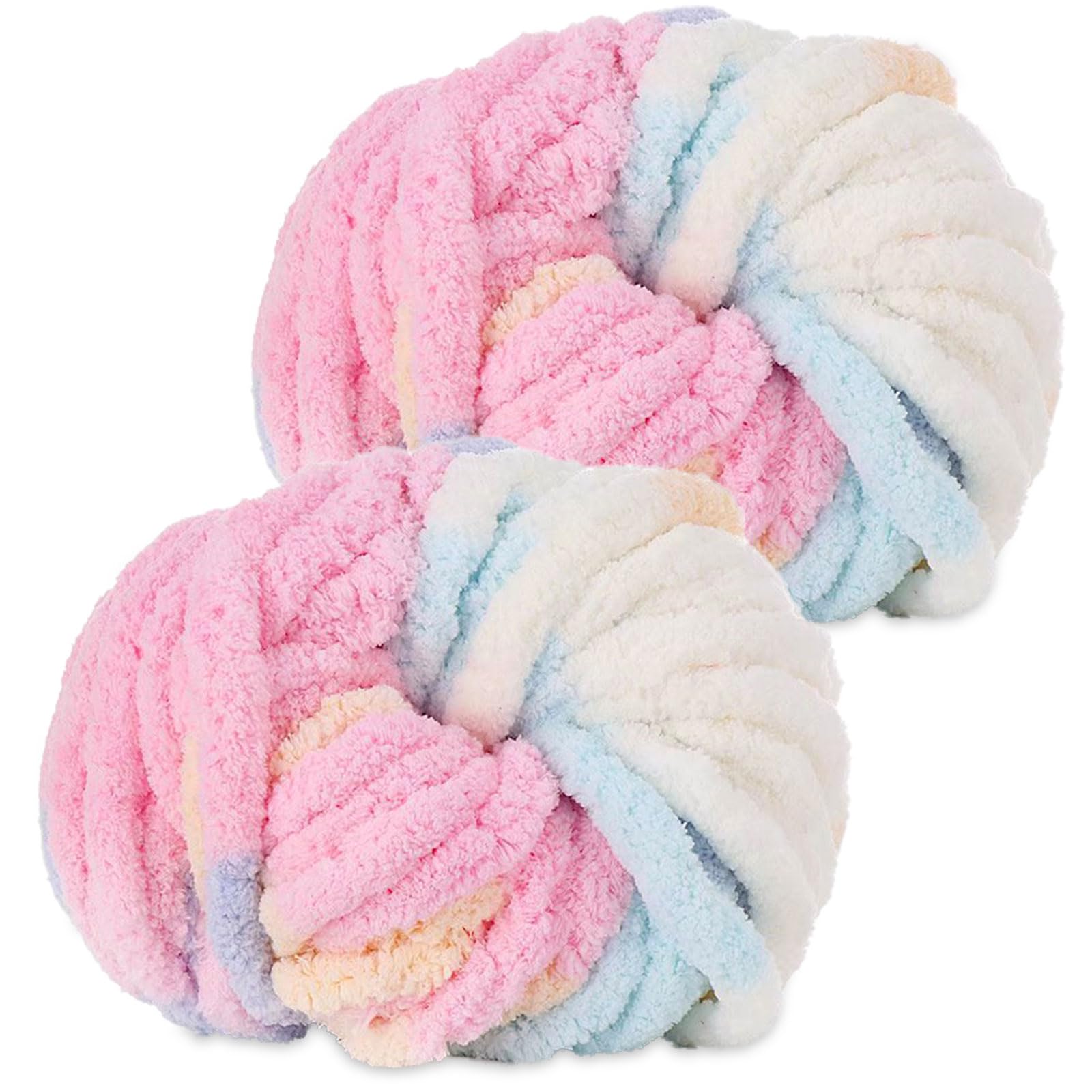 YushengTai Thick Wool, Pack of 2, 500 g Colour Thick Wool Yarn Knitting Yarn, Super Soft Chenille Chunky Yarn, Wool Super Bulky Can be used for Knitting Cushions, Blankets, Scarves and Hats