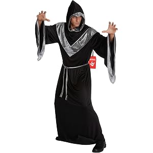 Morph Wizard Costume Men, Men's Wizard Cloak Costume, Adult Warlock Robe and Sorcerer Outfit, Halloween Costumes For Men