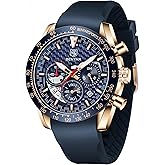 BY BENYAR Mens Watches Sports Stylish Analog Quartz Chronograph Watch Date Waterproof 3ATM Business Leather Strap Wrist Watches for Men