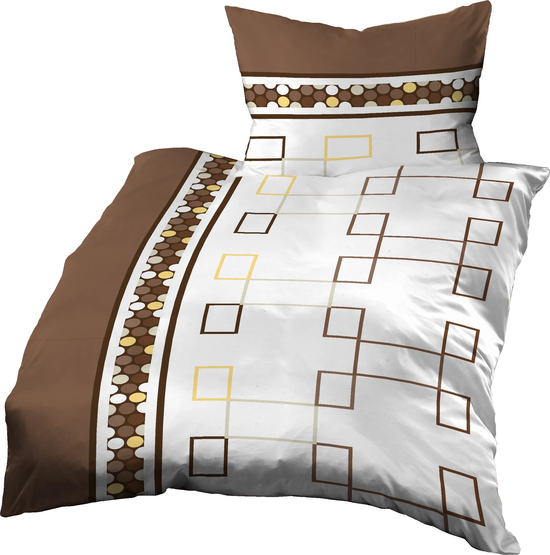 Gerald Wittmann Bed Cover, Duvet Set, Bed Linen 140 x 200 cm + 70 x 90 cm, Cotton Waffle Piqué, Modern Brown White