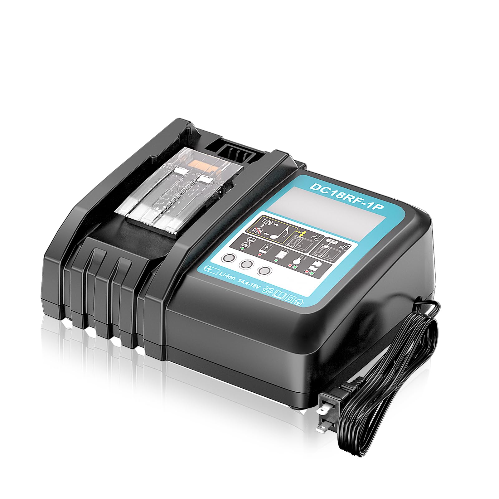 Photo 1 of NEPOWILL 14.4V-18V Charger with LCD Screen Replacement for Makita 18V Battery Charger DC18RA DC18RC DC18RD, Compatible with Makita Battery 18V-14.4V BL1815 BL1820 BL1830 BL1850 BL1860 BL1840 BL1430