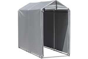 Flamaker Storage Shed 6' x 3' Metal Frame Outdoor Waterproof Carport Shelter with Rollup & Zipper Door Garage Tent for Bike, 