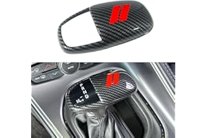 REMOCH Gear Shift Knob Head Cover Trim for Dodge Charger Challenger Durango 2015-2021 2022 2023 2024 Accessories Interior Shifter Shell Insert Decoration Protector (Carbon Fiber, Red)