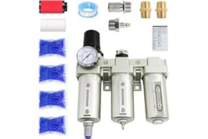 GOKLUUK 3/4" NPT Industrial Grade 3 Stage Air Drying System, Air Compressor Water Separator System Filter Oil Water Separator Dryer for Plasma Cutter and Paint Spray,Auto Drain