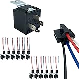 irhapsody 4-pin 40/30AMP 12V Relay Kit, Spst 12-Volt 12-Pack Automotive Relay, with Interlocking Harness Socket Holder and He