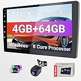 Haudio 10.1 Inch HD Carplay Screen for Car with 720P Touchscreen, Double Din Car Stereo, 8-Core Processor, Backup Camera, 64G