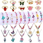 Faburo 30pcs Kids Jewelry for Girls, 10 Necklaces, 10 Rings, 10 Bracelets | Little Girls Jewelry Kids Unicorn Necklace Rings for girls, Kid Bracelets Necklace Birthday Gift Age 3 4 6 8
